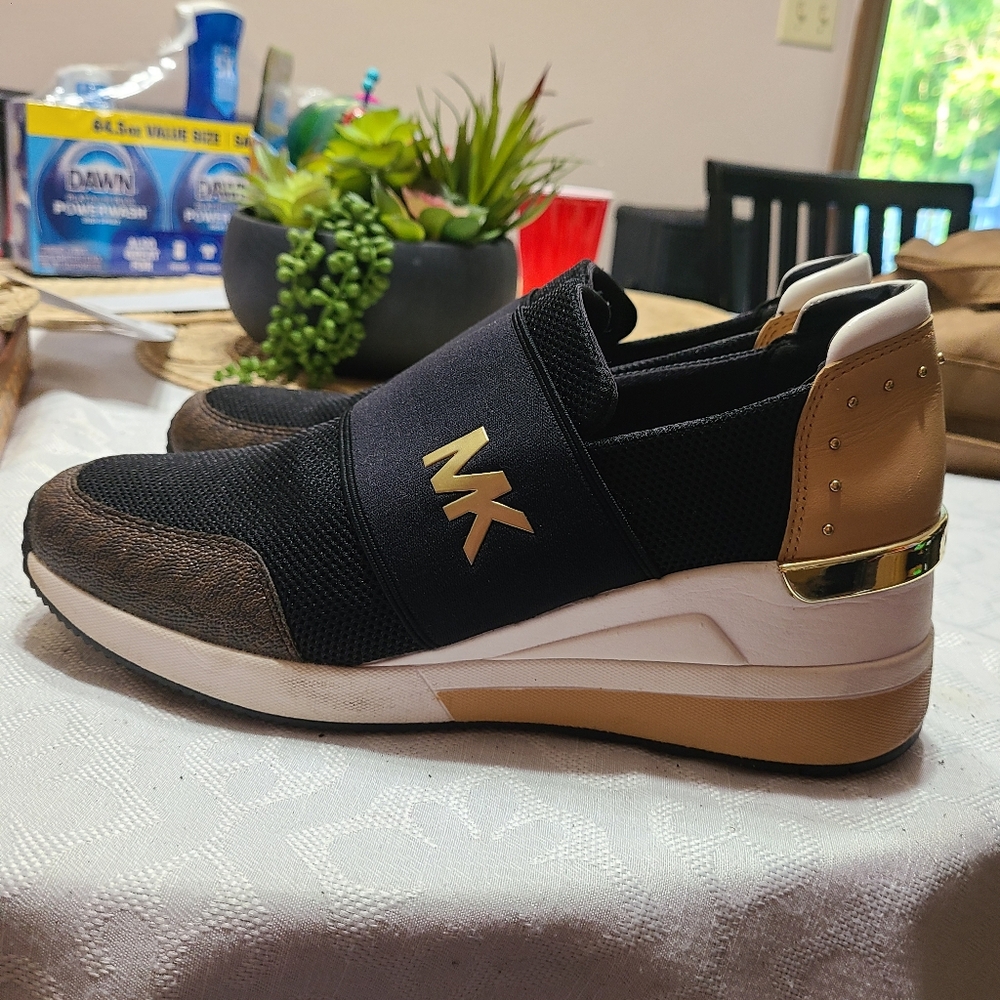 Michael Kors Black and Gold Slip-On Sneakers - Picture 3 of 5